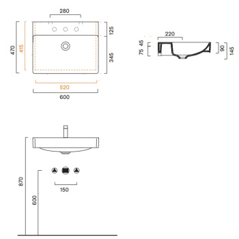 Раковина Catalano Green 60x47, с 1 отв, белый глянцевый 420601001