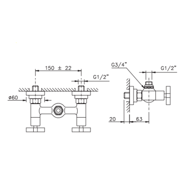 Смеситель для душа Nicolazzi  Смеситель под душевую стойку без излива 1/2 2225CR27