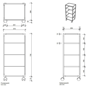 Стеллаж передвижной Decor Walther RW 2 38x30x80 стекло матовое, хром 702404
