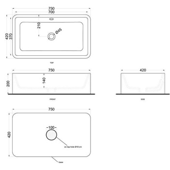 Раковина накладная Cielo Shui Comfort SHLAA7520 AG 75 см зеленый