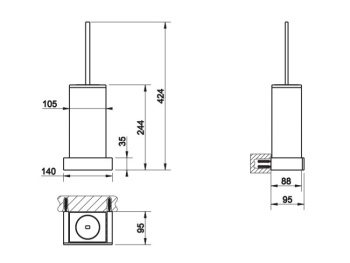 Ершик для унитаза Gessi Rettangolo 20820.099 Black Xl