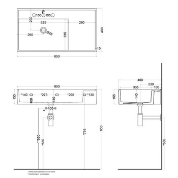Раковина накладная Cielo Plinio PNLASF PL 140 см голубой