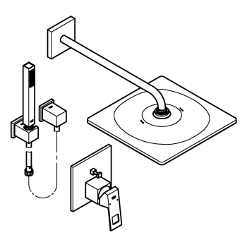 Готовый комплект для ванной комнаты GROHE Eurocube, с верхним душем Rainshower Mono 310 Cube, хром 25238000