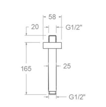 Кронштейн тропического душа Ramonsoler потолочный квадратный золото BVK15OC