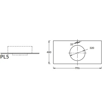 Столешница из керамогранита для накладных раковин Риальто Kerama Marazzi Plaza 100 бежевая PL5.SG560420R\100