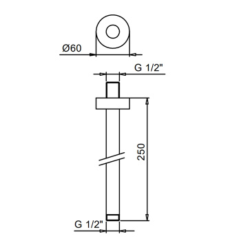 Кронштейн потолочный для душевой лейки Fantini Nostromo 25 см. матовая сталь 86 93 9236