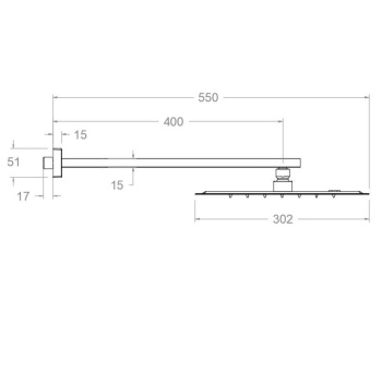 Верхний душ Ramonsoler настенный квадратный 300 мм графит BH02RK300GR