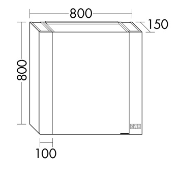 Burgbad RL40 Зеркальный шкаф 80х15х80см., 1 зерк. дверь с обоих сторон, 2 стеклянные полки,версия левая, Smart-Home-System, 2 розетки SPQW080L