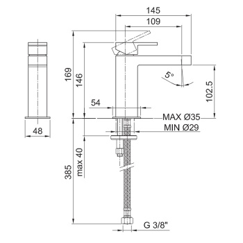 Смеситель для раковины Fantini Mare 51 02 1004WF хром