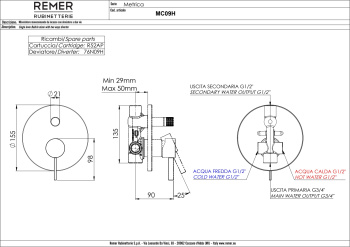 Смеситель для душа Remer Metrica  сталь MC09HXV