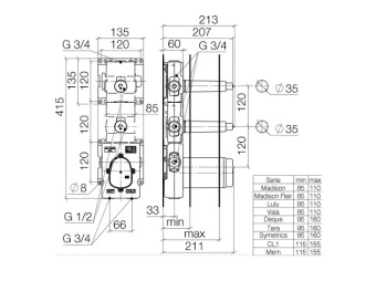 Внутрення часть смесителя для ванны и душа Dornbracht 35531970-90