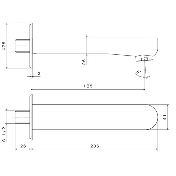 Настенный излив Kerama Marazzi Ole черный матовый 69487KM.01.093