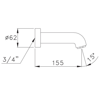 Настенный излив для ванны Stella Aster 0/250, длина 155 хром AT 09000 CR00