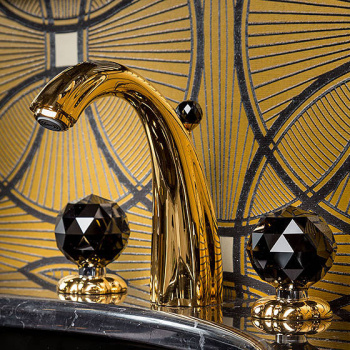 Смеситель для раковины Jorger Florale Crystal 600.30.300.020-12 золото