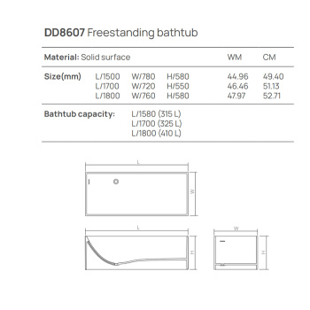 Ванна из искусственного камня Dea Design Modern 180x76 DD8607 1800 6