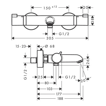 Hansgrohe 13 114 670 Ecostat Comfort Термостат для ванны