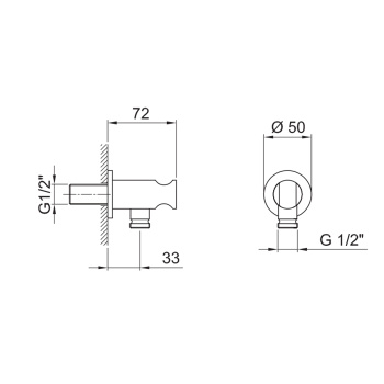 Шланговое соединение на Fantini Milano 1/2" с держателем ручного душа, матовая оружейная сталь 91 P5 9323