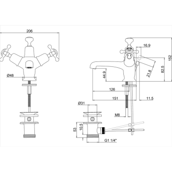 Смеситель для раковины Burlington T12-QT BNKL никель
