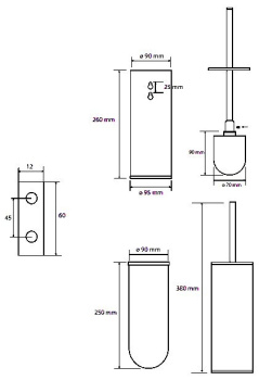 Ёршик подвесной/напольный Bemeta Graphit 156313067, щётка чёрная