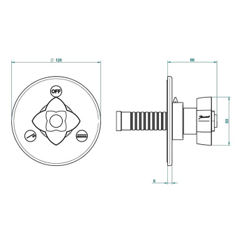 Переключатель THG Petale De Cristal Rouge U6C-A02-48M2SB хром