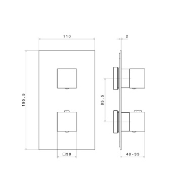 Встраиваемый термостатический смеситель для душа FUTURA с регулировкой температуры Kerama Marazzi черный матовый 67648EKM.01.093