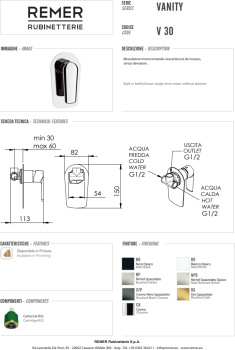 Смеситель для душа Remer Vanity  хром V30