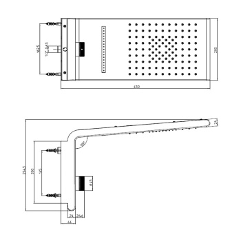 Bossini Syncro-Rain Верхний душ 45х20см., настенный, 3 режима, цвет: хром I00591.030