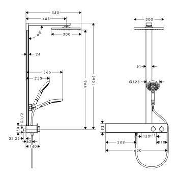 Душевая стойка, Hansgrohe, Raindance E, цвет-хром