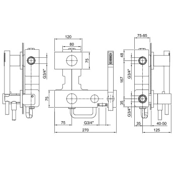 Термостат для душа Fantini Milano на 2 источника, 3/4'', наружная часть, матовая натуральная сталь 31 93 4712B