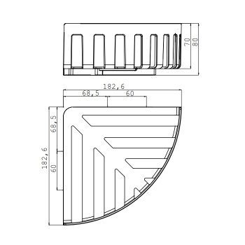 Полочка-решетка угловая Emco System2 съемная, 182x180x80мм, хром 3545 001 33