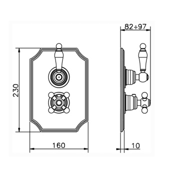 Cмеситель для душа Cisal Arcana Empress термостат, с переключателем на 2 потока, хром EM01810021