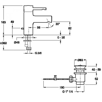 Смеситель для раковины Jacob Delafon Cuff E37041-CP хром