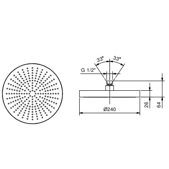 Верхний душ Fantini Venezia D240, нерж. сталь, Matt British Gold PVD 86 P6 8083