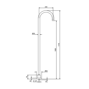 Излив для раковины Fantini Nostromo напольный, 240, h=1000, черный матовый 50 13 9561