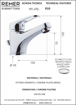 Смеситель для раковины Remer Remix R10 хром