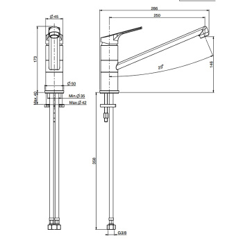 Смеситель для кухни Fima Carlo Frattini Kitchen на 1 отверстие, Serie 4, хром F3797CR.ES