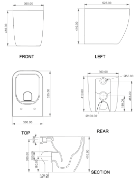 Чаша напольного унитаза GSG Ceramic Design Brio BRWC01000P белый глянцевый