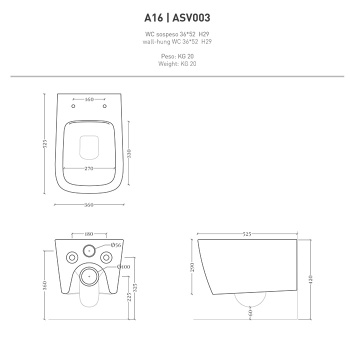 Унитаз подвесной Artceram A16 ASV003 60 00 gravel