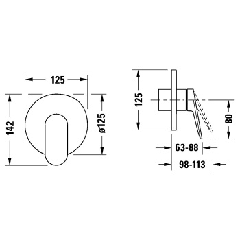 Duravit Wave  Однорычажный смеситель для душа для скрытого монтажа, хром