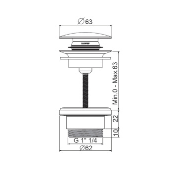 Донный клапан для раковины из латуни 1 1/4 Carimali 1.25 система 2 в 1 для раковины, хром 70320-CR