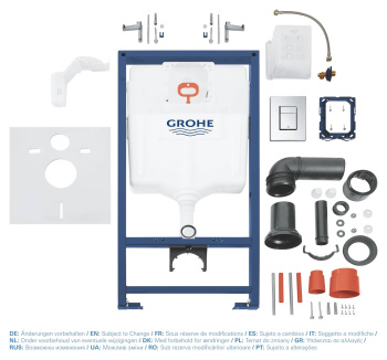 Система инсталляции для унитаза, Grohe Rapid SL, комплект 5 в 1, монтажная высота 1.13 м, 38827000