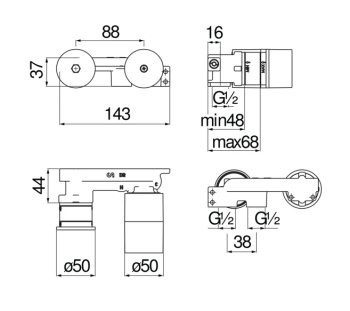 Cкрытая часть смесителя для раковины Nobili WE00198 черный