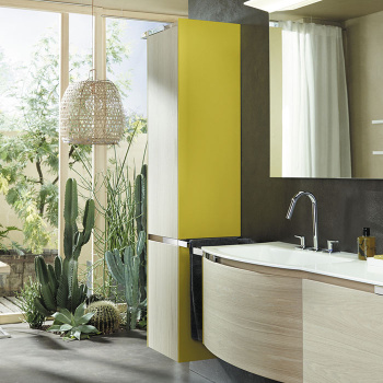 Burgbad Yso Шкаф подвесной 40x35x176 см, цвет: горчичный глянец/аутентичный дуб HSHB040 L F2184 K0388