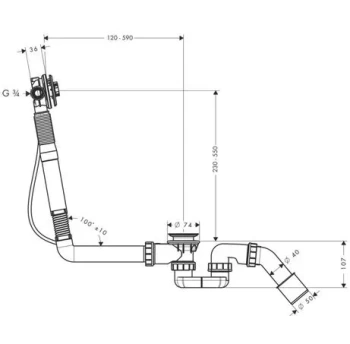 Слив перелив для ванны hansgrohe Exafill S 58116180