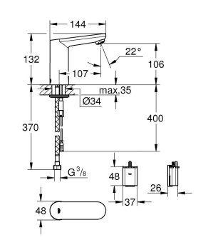Смеситель для раковины Grohe Eurosmart Cosmopolitan E 36330001 хром