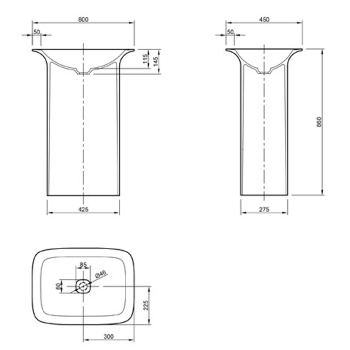 Раковина отдельностоящая Knief Glam 60х45х86 выпуск в пол, белый матовый 0600-082-01