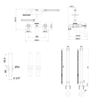 Трубы подвода воды Burlington Guild GU002FG золото