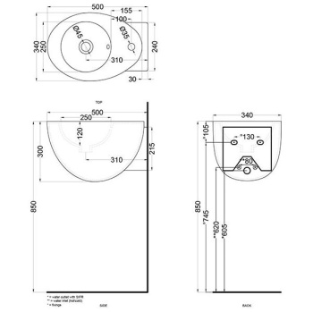 Раковина подвесная Cielo Le Giare LGLS LN 34 см коричневый