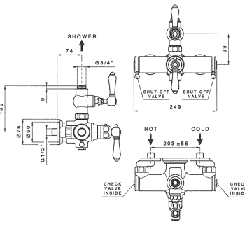 Термостатический смеситель Nicolazzi Termostatico вывод сверху 3/4, хром 4917CR36