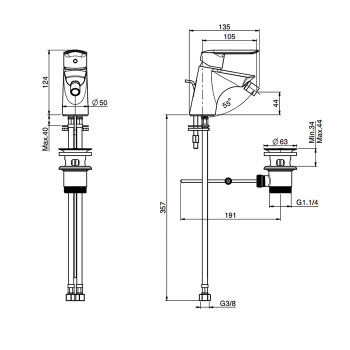 Смеситель для биде Fima Carlo Frattini Spot с донным клапаном, хром F3002CR